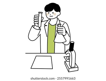  Illustration of a university student doing research at a university