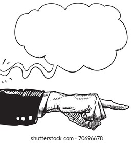 Illustration of an unknown man giving an order
