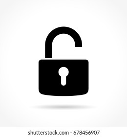 Illustration of unlock padlock on white background