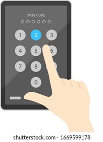 Illustration to unlock tablet.
Illustration of tablet.