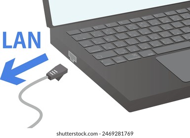 Illustration of unplugging the LAN cable from the laptop