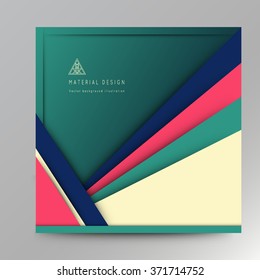 Illustration of unusual modern material design background. Modern template, abstract geometric composition in red, orange and green colors. Abstract Illustration.