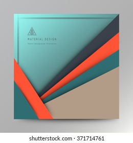 Illustration of unusual modern material design background. Modern template, abstract geometric composition in red, orange and green colors. Abstract Illustration.