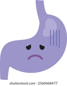 Illustration of an unwell and unhealthy stomach