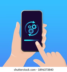 Ilustración con smartphone actualizado. Ilustración vectorial de iconos de Smartphone. Tecnología informática. Tecnología informática.