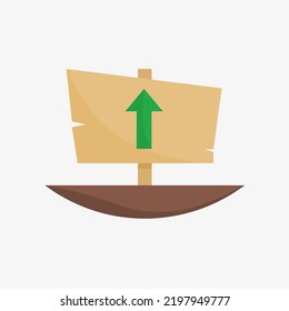 illustration of upgrade and upload symbol with arrow pointing up on signboard, isolated on white background