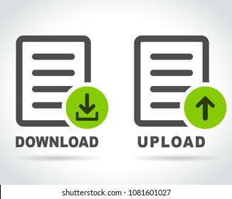 Illustration of upload and download document icons