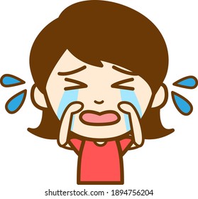 Illustration of the upper body of a crying girl