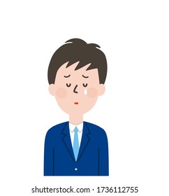 Illustration of the upper body of a crying man in a suit