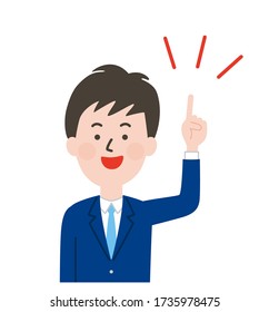 Illustration of the upper body of a explaining man in a suit