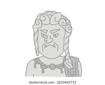 Illustration of the upper body and face of Acala, a frightening figure worshipped in Buddhism