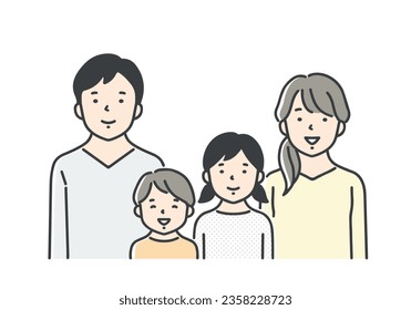 Illustration of upper body of a family of four.