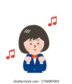 Illustration of the upper body of a happy and excited schoolgirl