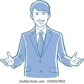It is an illustration of the upper body of a male businessman.