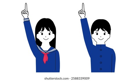 Illustration of the upper body of a male and female student who aspire to be the best. They are wearing uniforms.