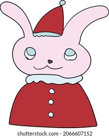Illustration of the upper body of Santa Claus the rabbit
