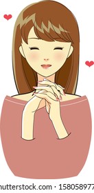 Illustration of the upper body of a woman wearing a pink knit