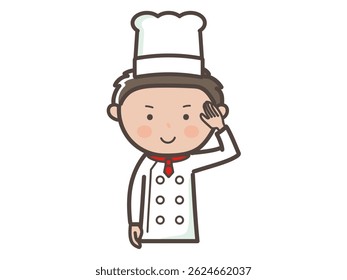 Illustration of the upper body of a young male chef posing in an understanding pose
