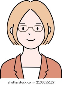 Illustration of the upper body of a young woman wearing a jacket with bob hair