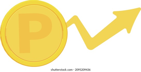 Illustration with an upward arrow coming out of the coin