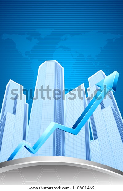 Illustration Upward Arrow Front Skyscraper Building Stock Vector ...