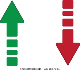 Illustration of the upward green arrow and the red downward arrow icon professionally