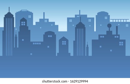 Illustration of an urban city with an antenna on a building