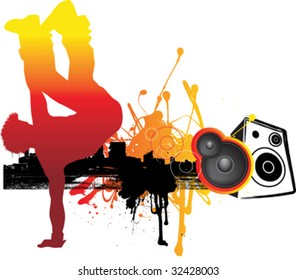 illustration of urban dancer in city