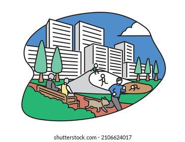 Illustration of urban development to create a town where you can continue to live