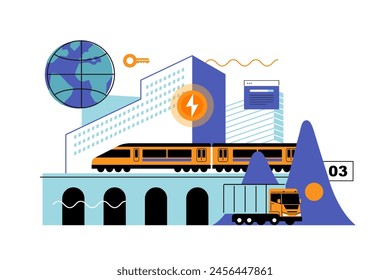 Illustration of urban infrastructures. Modern architectural landscapes. Color illustration.