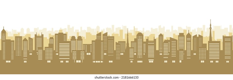 Illustration of urban landscape in autumnal colors (silhouette)