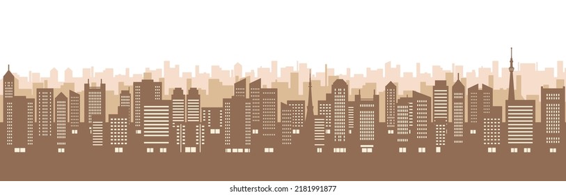 Ilustración del paisaje urbano en colores otoñales (silueta)