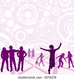 illustration of an urban scene with people silhouettes