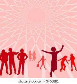 illustration of an urban scene with people silhouettes