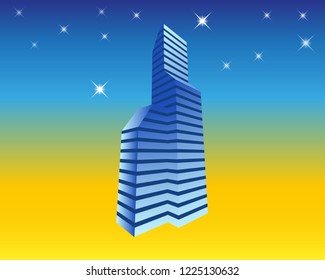 Illustration of urban skyscraper skyline of office blocks