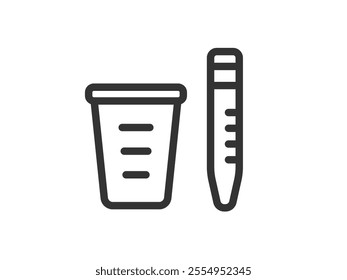Illustration of a urine test kit icon (line drawing).