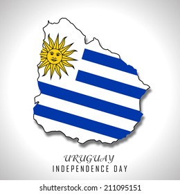 Illustration of Uruguay flag in Uruguay map for Independence Day Of Uruguay