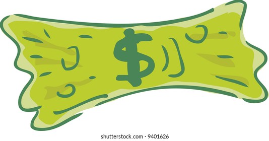 Illustration of a us dollar currency being stretched