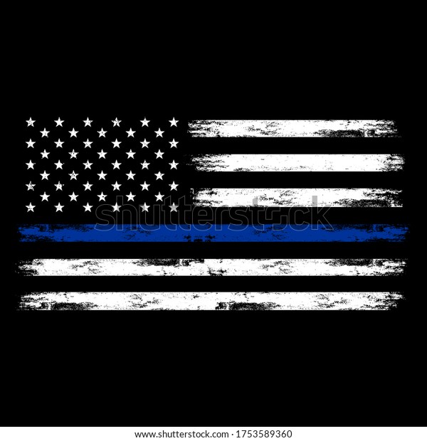 Illustration Us Police Flag Distreesed Thin Stock Vector (Royalty Free ...