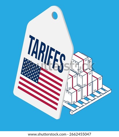 Illustration of US Tariffs with American flag