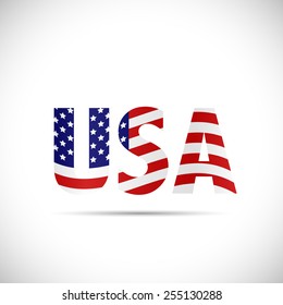 Illustration of a USA design with flag isolated on a white background.