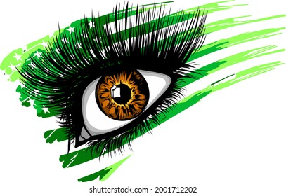 illustration of usa flag in beautiful female eye