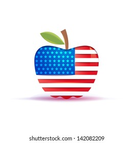 illustration of the USA flag in a  big apple