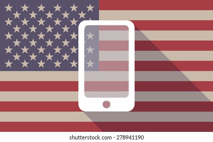 Illustration of an USA flag icon with a phone
