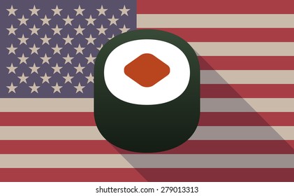 Illustration of an USA flag icon with a sushi