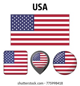 Illustration USA flag, and several icons. Ideal for catalogs of institutional materials and geography