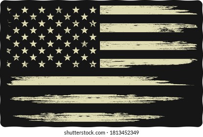 ilustración de la bandera de los Estados Unidos. Símbolos de Estados Unidos. Ilustración vectorial con una textura gruesa sobre un fondo negro. Ilustración sobre el tema de la libertad y la independencia de Estados Unidos.