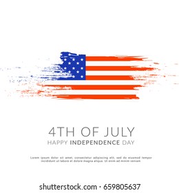 Illustration Of USA Independence Day Background With Paint Brush American Flag.