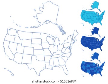 Illustration of the USA maps collection. All objects are independent and fully editable 