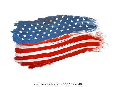 Illustration Of USA National Flag Color Paint Vector. Forth Of July. Flag Painted. Independence Day